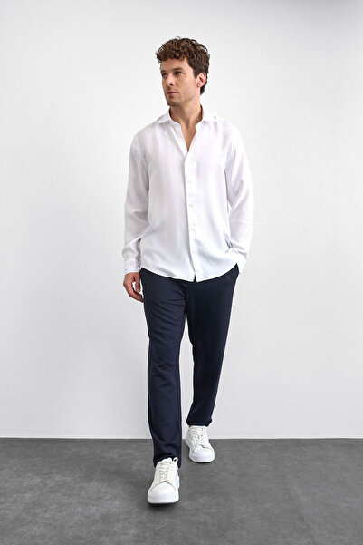 Back And Bond Ανδρικό πουκάμισο με μακρυμάνικο πουκάμισο με κανονική εφαρμογή Back & Bond Modal Blended B35W20014 101