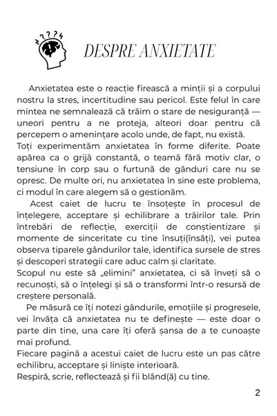 Cotomag Caietul de Lucru pentru Gestionarea Anxietății | Jurnal de Lucru cu Explicații, Întrebări și Exerciții Practice pentru Calm și Echilibru
