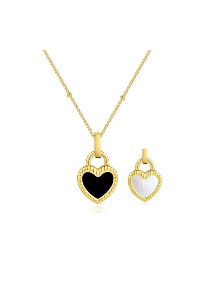 RAFINI Colier Heart Charm - Placat cu Aur 18K, Otel inoxidabil