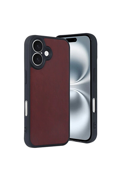eco port iPhone 16 Case Aras Leather Cover - Claret Red