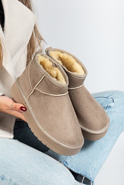 Genetti Nordia Γυναικείες κοντές χειμερινές μπότες από γούνα, αντιολισθητική σόλα, μαλακή επένδυση, καθημερινή άνεση