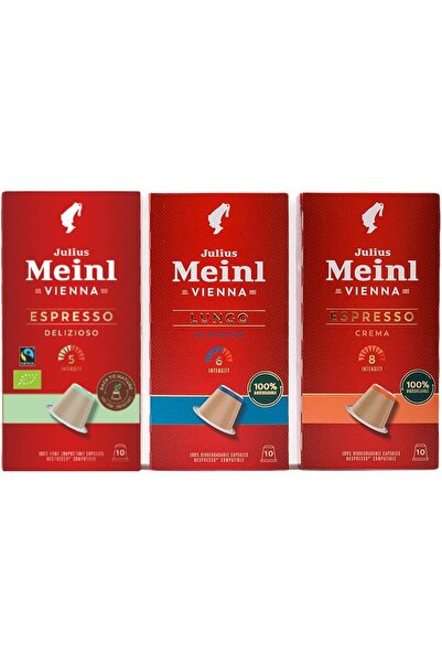 Julius Meinl Variety Pack Coffee Capsules, 100% Biodegradable (3 x 10 Capsules)