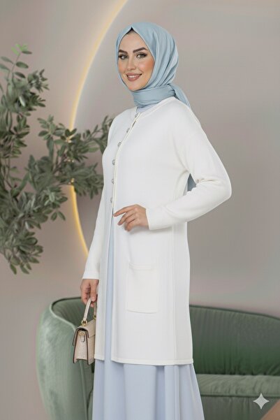 İmran Triko New Season Dizboy Women's Jacket - Beard Yarn, Collar Buttoned, Two Pockets, Casual, for Stylish Outfits