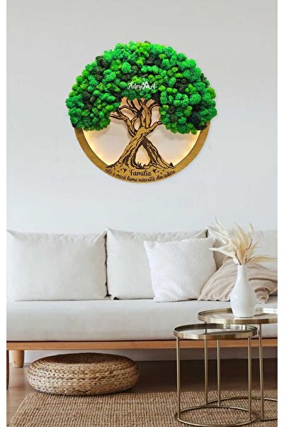 AdryiArt Copacul vietii cu licheni, led si mesaj Familia 50cm