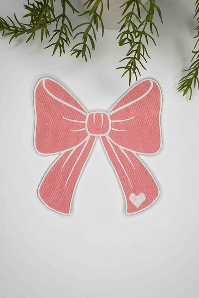 decofav Șervețel de cocktail din țesătură roz somon în formă de panglică cu b...