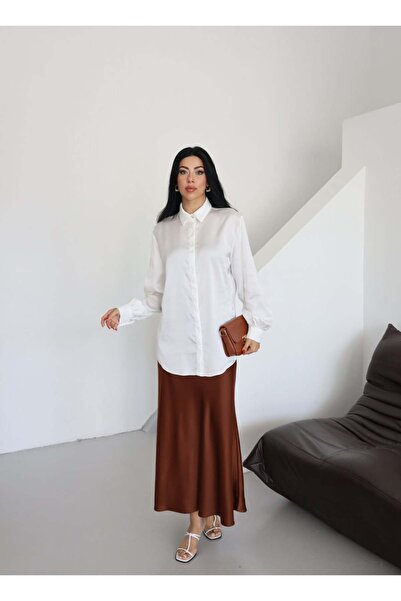 Milamia Cămașă cu guler din satin texturat clasic pentru femei