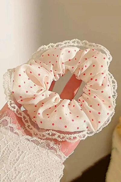 Kokoş Beyaz Ve Pembe Renk Puantiyeli Simit Toka