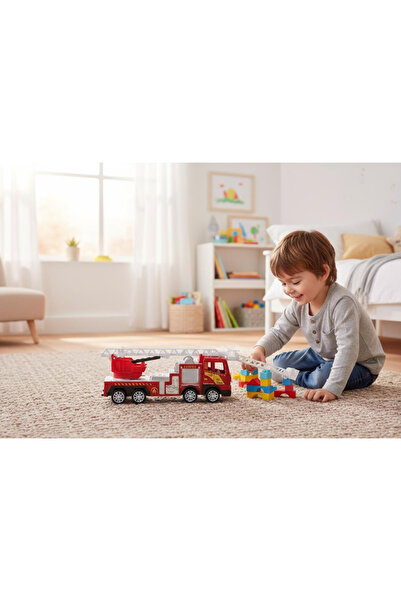 BuradaBuldun لعبة سيارة الإطفاء مع سلم الإنقاذ - سلم متحرك، تصميم واقعي (للأط...