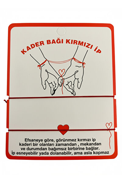 BURUCRAFT Kader Bağı Kırmızı İp Bileklik 2'li Kader Bağı Asansörlü Çift Bilek...