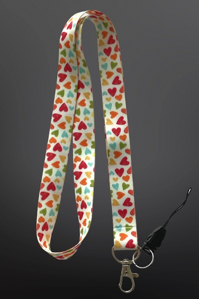 StormiStoretr Beyaz Renkli Kalp Desenli Boyun ipi Telefon Askısı