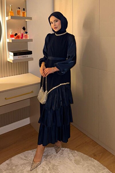 Şulemoda Giyim Βραδινό φόρεμα Ayaz Navy Blue