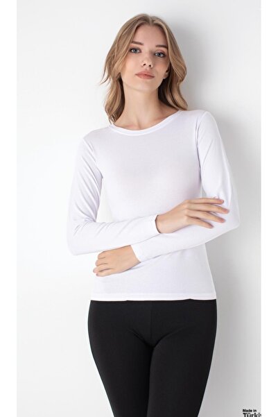 SUN STYLE Long Sleeve Crew Neck Badie Blouse