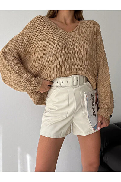 EmcyFiora Women's Knitwear Sweater Oversized Thessaloniki Braided V-Neck (Emc...