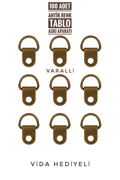 Varalli Dekoratif Telli Çerçeve Askısı 100 Adet – Vida Hediyeli Antik Altın M...