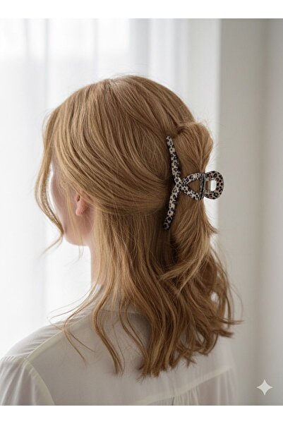 bettin tasarım Leopard Zebra Pattern Modern Curved Women Bone Hair Clip 11cm ...