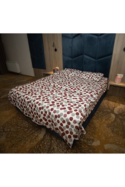 OEM White bed linen for 2 people with multi-colored polka dot pattern