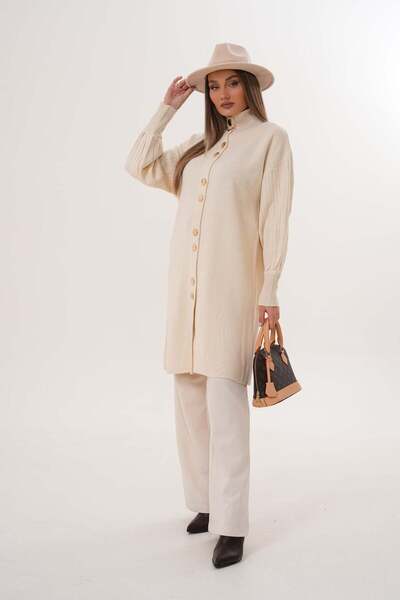 Laressi سترة تريكو طويلة بأزرار أمامية