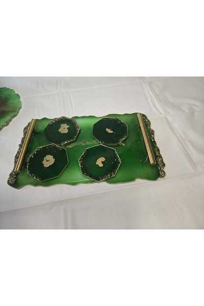MXM Tray set with 4 holders for glasses/coffee cups, handmade from epoxy resin