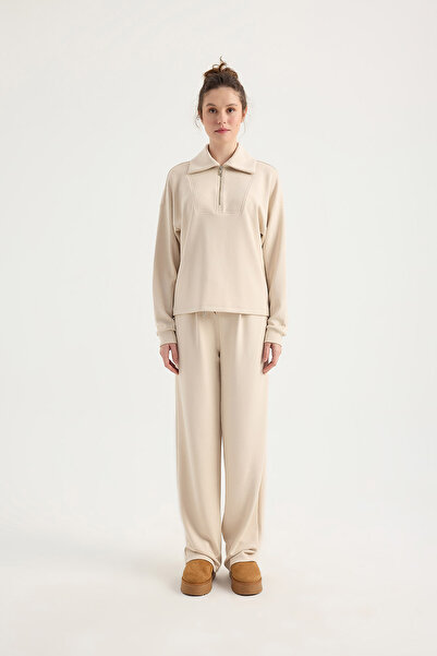 SEVİLEN Half Zipper Collar Modal Double Set