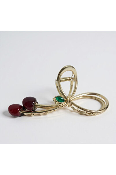 BuradaBuldun Gold Color Cherry Metal Elegant Hair Clip