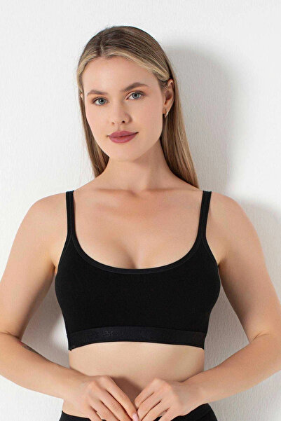 G-BOX Black Bamboo Strap Padded Women's Bustier