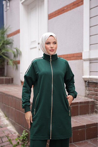 MİMİ Luxury Wear Women's Hijab Tracksuit Set with Zipper & Bottom Top Set