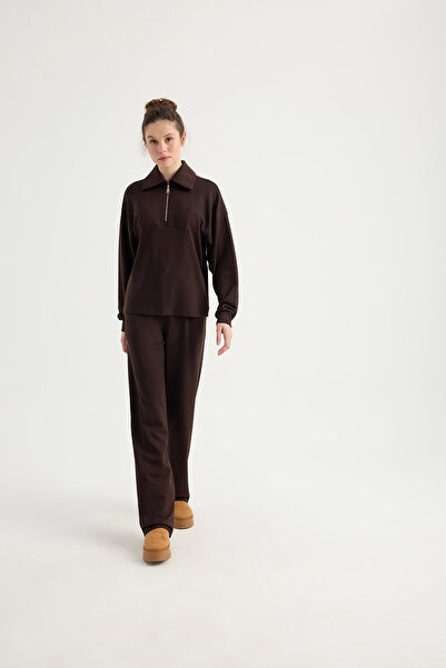 SEVİLEN Half Zipper Collar Modal Double Set