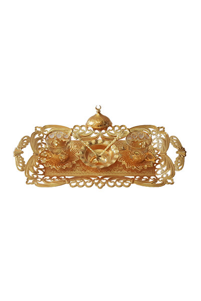 BUSEM Turkish Tea Set for 2 People, 9 Pieces, Busem, Gold