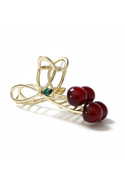 BuradaBuldun Gold Color Cherry Metal Elegant Hair Clip