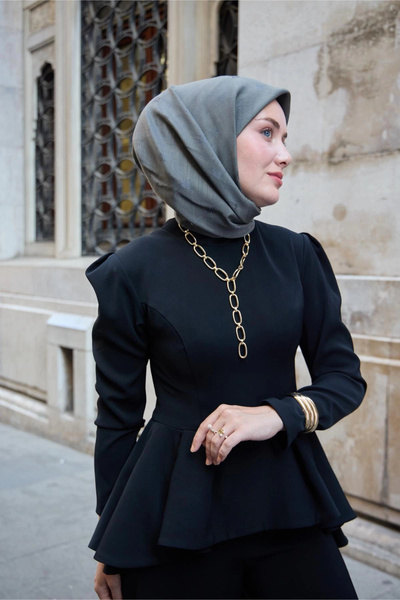 Silk Home Μονόγραμμα Βαμβακερό Μεταξωτό Φουλάρι - Γκρι-Πράσινο