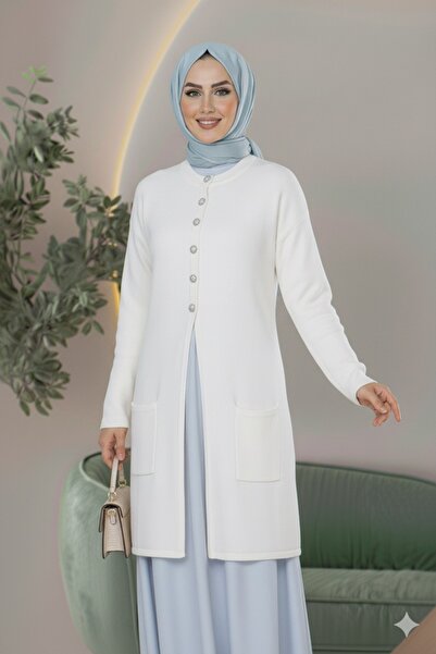 İmran Triko New Season Dizboy Women's Jacket - Beard Yarn, Collar Buttoned, Two Pockets, Casual, for Stylish Outfits