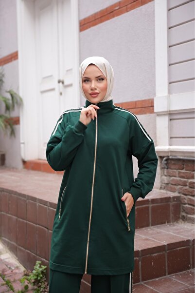 MİMİ Luxury Wear Women's Hijab Tracksuit Set with Zipper & Bottom Top Set