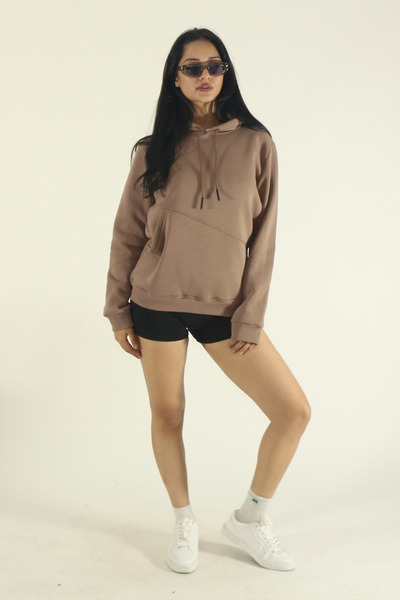 INFLUYENTE Women's Winter Cotton Puff Fabric Side Pocket Hooded Jogger Tracksuit Set