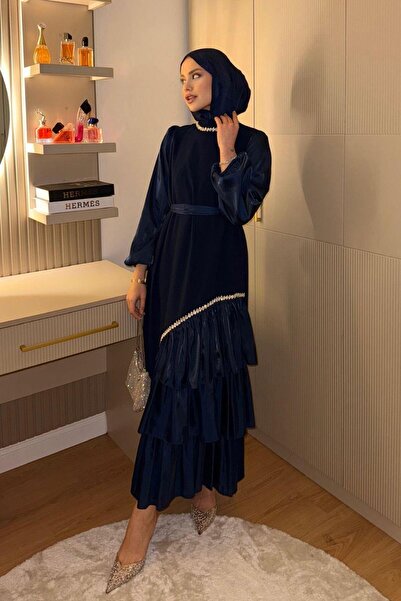 Şulemoda Giyim Βραδινό φόρεμα Ayaz Navy Blue