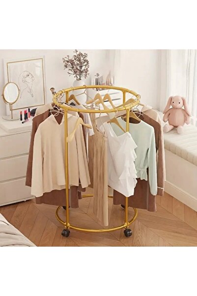 EMATTEIRO Round Metal Clothes Rack, 360° Rotation, Size 130×75 cm, Load Capac...