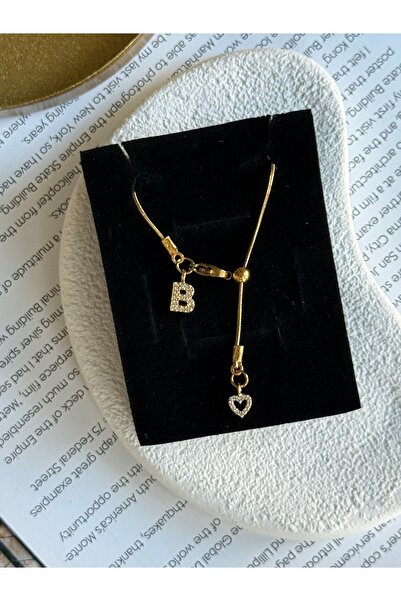 Rossetto Atelier قلادة لوسو على شكل قلب مع حرف B من الفولاذ المقاوم للصدأ