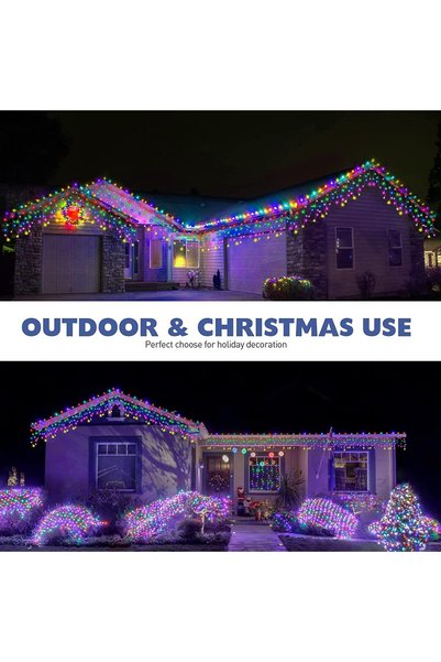 Never more Luminițe de Crăciun tip țurțuri, 20 m, 500 LED-uri, 8 funcții de iluminare, Perdea, Franjuri, Exterior/Interior