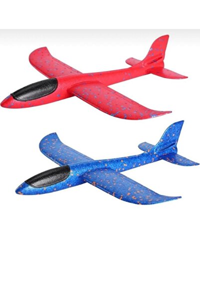 Ayshpek 2'li Çocuk Köpük Uçak Oyuncak – Elle Atılan Dayanıklı ve Eğlenceli El Planörü ✈️ Kırmızı& Mavi 30 cm