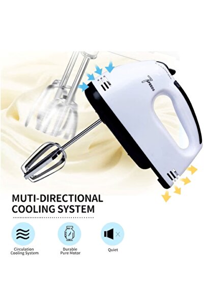 EMATTEIRO Mixer de Mână cu Teluri și Cârlige Inox, 7 Trepte de Viteză, Design în Picioare, 260 W, Alb/Negru