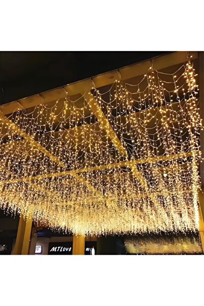 Tawitech 2.5m 160 Led Connectable Fringe Led Pendant Curtain Light Daylight Christmas Ornament Outdoor Ip67