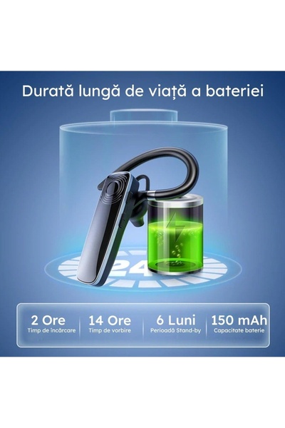 New Bee New Bee Bluetooth Headset, NB-12, Talk Time 14 hours, HD Sound, Multipoint, Range 10 m, Black