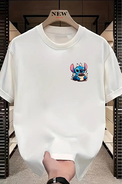 New Shine تيشيرت كبير الحجم مطبوع غرز