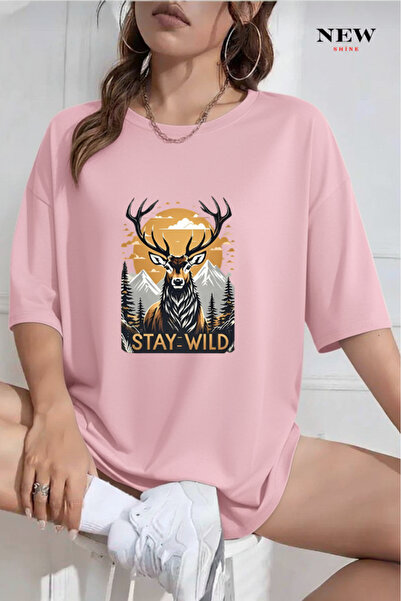 New Shine Ostani divlji Štampano Oversize kroj T-shirt