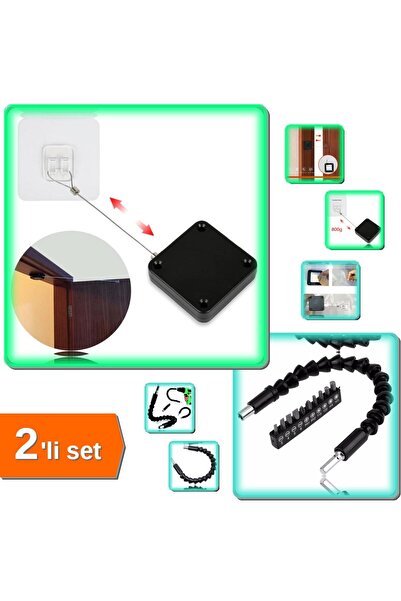 Genel Markalar Otomatik Kapı Kapatma Aparatı + Bükülebilir Matkap Ucu Uzatma - 10 Adet Tornavida Ucu - 2li Set Z1M3