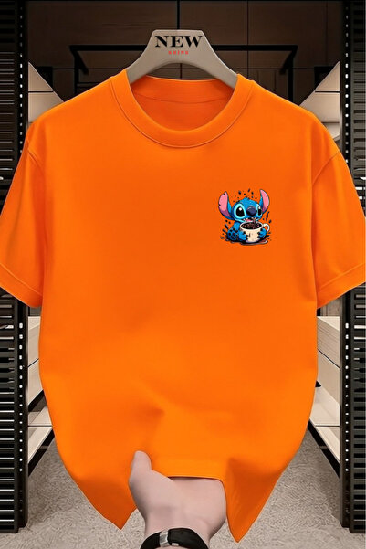 New Shine تي شيرت كبير الحجم مطبوع عليه غرزة