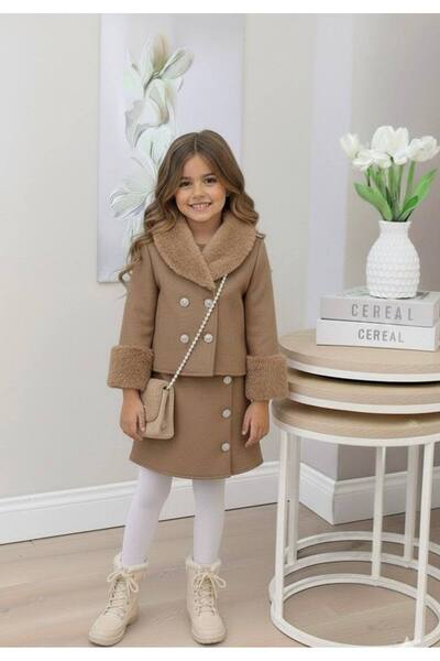 Milanlı Kids طقم تنورة علوية وسفلية للفتيات مع حقيبة هدية