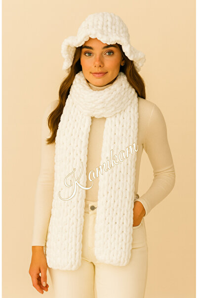 KAMİKAM El yapımı örgü, yumuşacık, erkek ve kadın atkı, alize puffy 20/200 cm