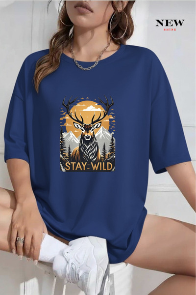 New Shine Μπλουζάκι Stay Wild με τύπωμα oversized