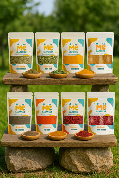 Glutensiz Me Glutensiz Efsane Baharat Seti: Karabiber, Zerdeçal, Toz Biber, Kimyon, Kekik, Pul Biber, Nane, Sumak