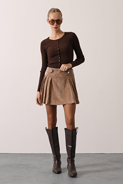 Secret Passion Lingerie Women's Button Detailed Velvet Mini Skirt 37181